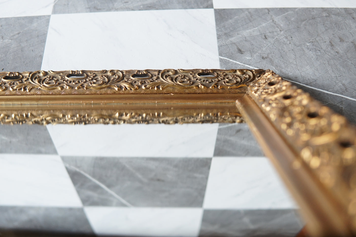 Large Wood Carved Gold Gilded Mirror (1949)