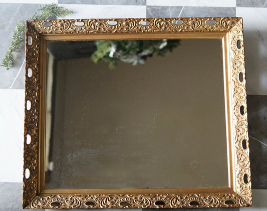 Large Wood Carved Gold Gilded Mirror (1949)